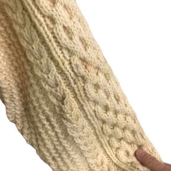 Tara Fashions Sweater Womens M Vintage Cream Wool Cable Knit Fisherman Crew Neck - Picture 6 of 7